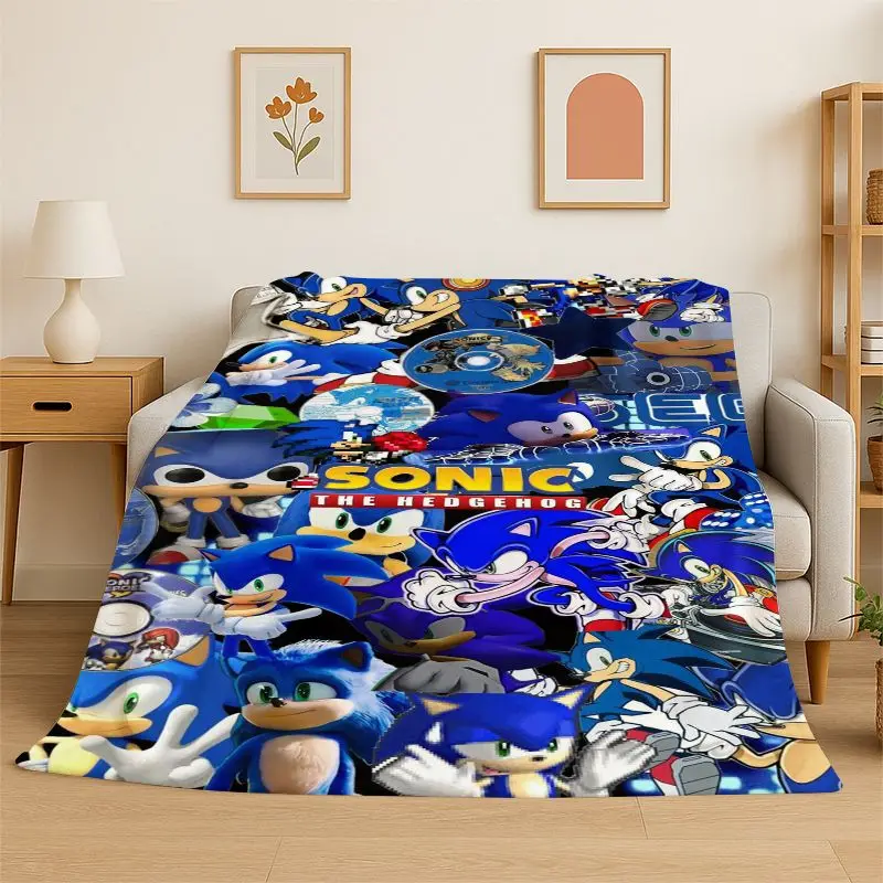 Classic Game S-Sonic Cartoon Soft Flannel Throw Blanket,Cozy Blanket for Bed,Couch,Sofa,Bedroom,Living Room,Travel,Picnic kids