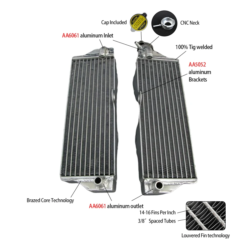 Aluminum Radiator For Husqvarna WR125 Wr 125 2000-2012 Cooler Cooling Coolant 2000 2001 2002 2003 2004 2005 2006 2007 2008 2009