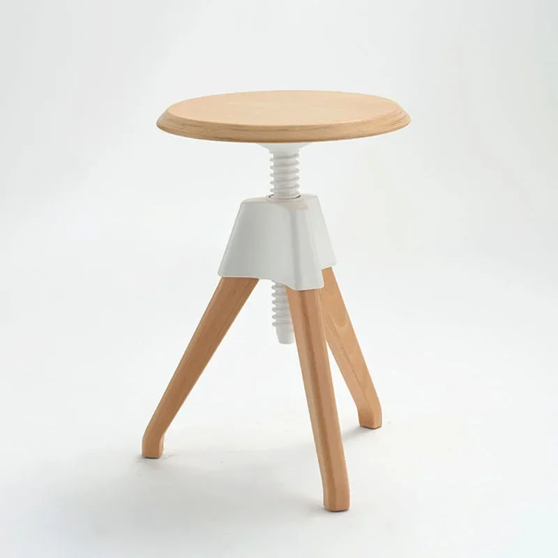 Nordic Furniture, Solid Wood Lifting Stool, Creative Bar Stool, Circular Leisure Chair, Living Room Footstool, Home Mobile Seats