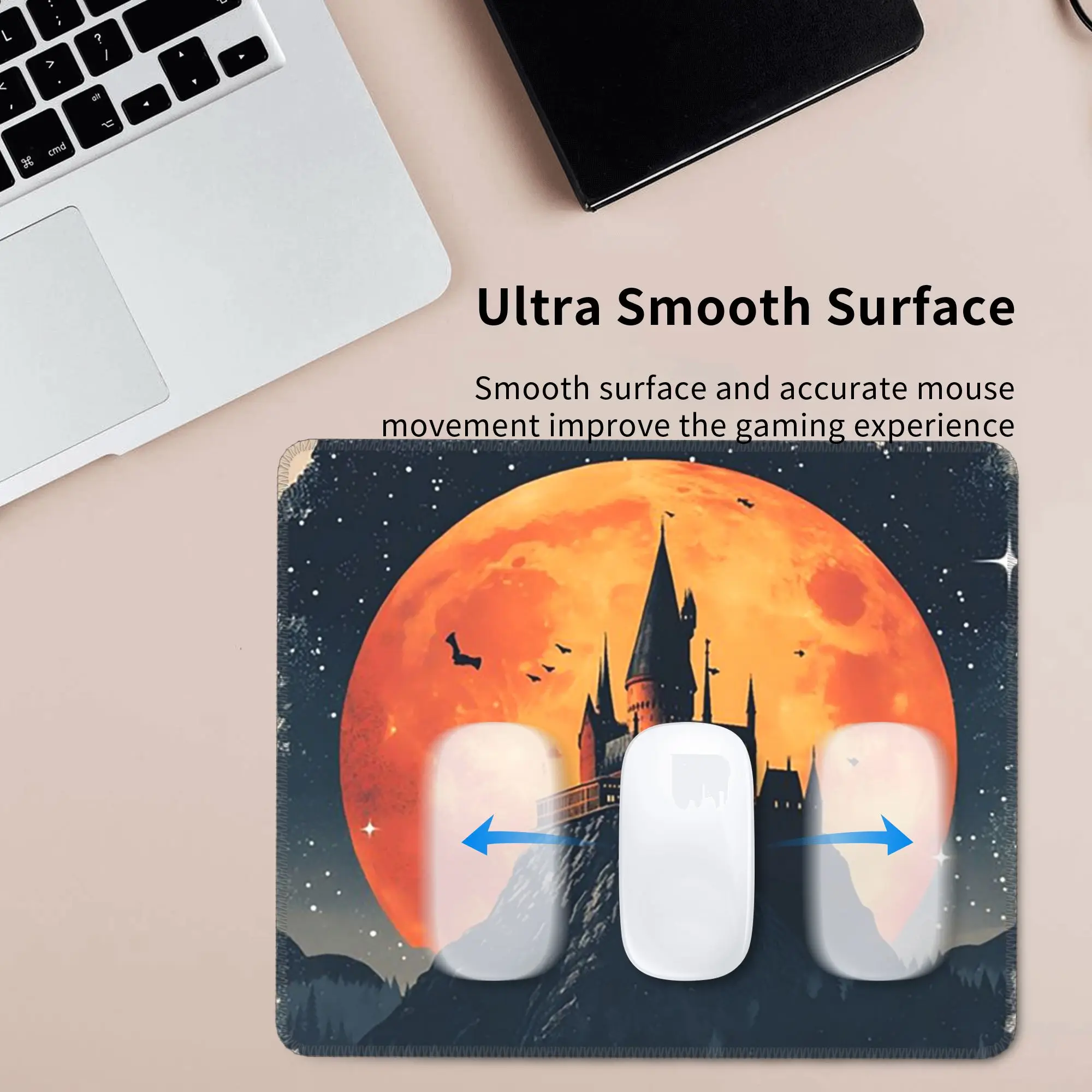 The Moon And The Isolated Castle Mouse Pad Computer Keyboard Mouse Mat Gaming PC Laptop Desk Mat Office Accessories Table Mats