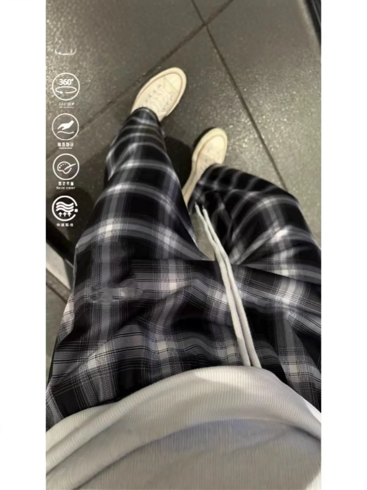

Pants Men Baggy Casual Trousers Walking Wide Leg Loose Drawstring Grid Sweatpants Summer Jogger Pants 2025 New Fashion Style