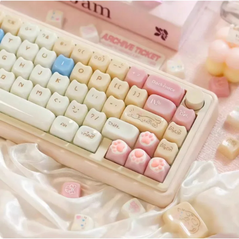 

Candy Cat Keycap Muppet Cat Cute Keycap Glossy PC Light Transmission Engraved MAO + MOA Mechanical Keyboard Cap