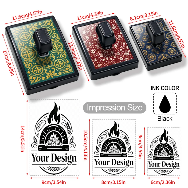 Customized Oversize Self Inking Rubber Stamp Merchant logo Graphic for Retail Paper Document Labeling s