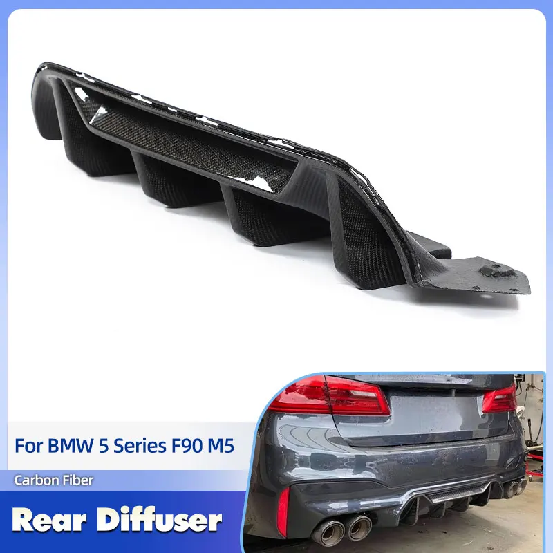 

Car Rear Bumper Diffuser Lip Spoiler Carbon Fiber for BMW 5 Series F90 M5 Sedan 2018-2020 Racing Rear Apron Lip Body Kit