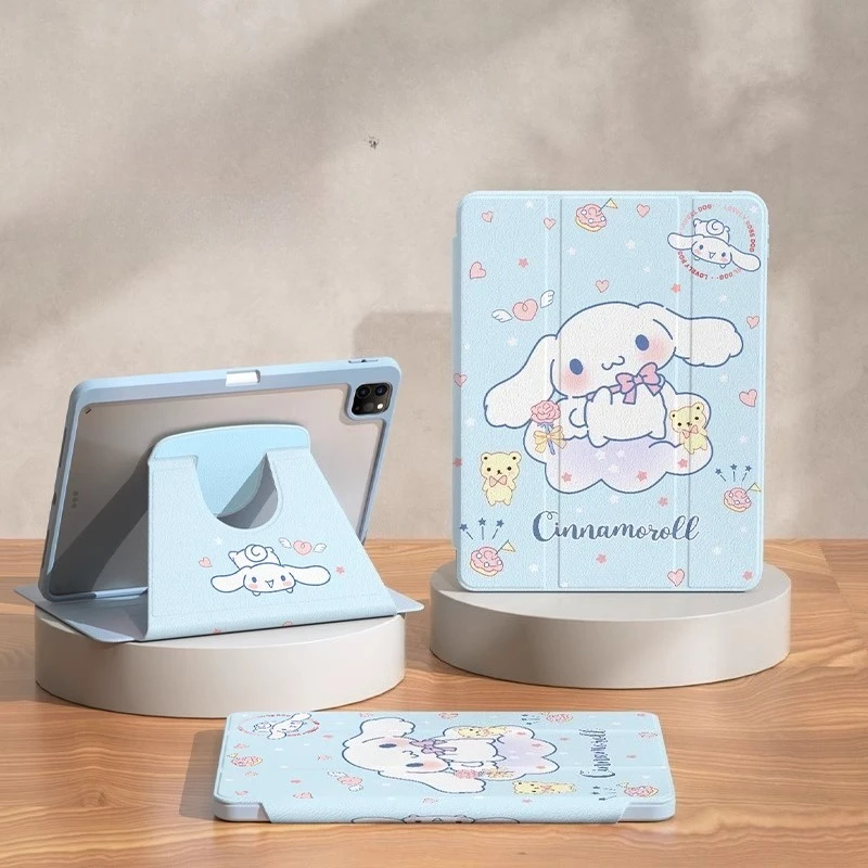 

Чехол Sanrio Cinnamoroll для iPad IPad A16 Pro 4 5 6 M4 M2 M3 Защитный чехол Mini 6 7 Air 4 5 10 11 поколения с вращающейся подставкой