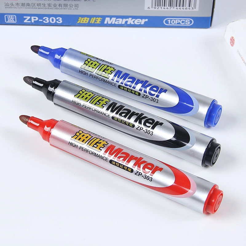 3 Colors Industrial Marker Pen - 2.5mm Jumbo Tip Oil-Based Marker for Shipping Boxes, Warehouse & Logistics Labeling - Black, Bl
