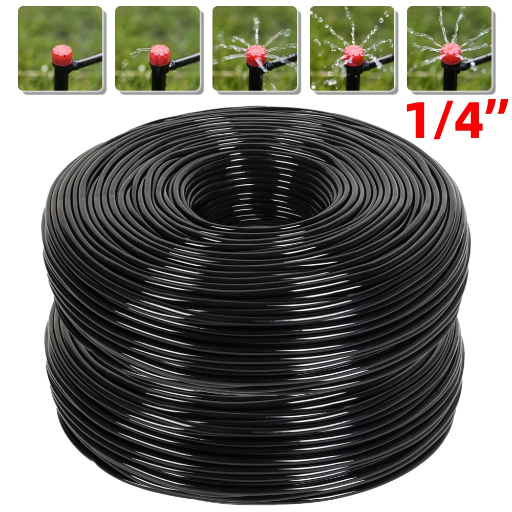 1/4" Watering Hose Drip Pipe 4/7mm Gardening Micro Irrigation System Black Garden Watering System For Greenhouses10M/20M/30M/40M
