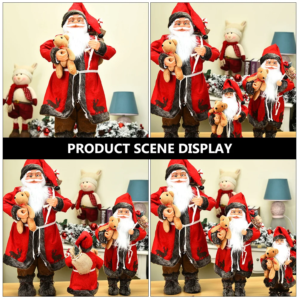 

1Pcs Santa Claus Decor Red Plastic Polyester Classic Xmas Party Decoration for Home Garden Office Showcase Christmas Adornment