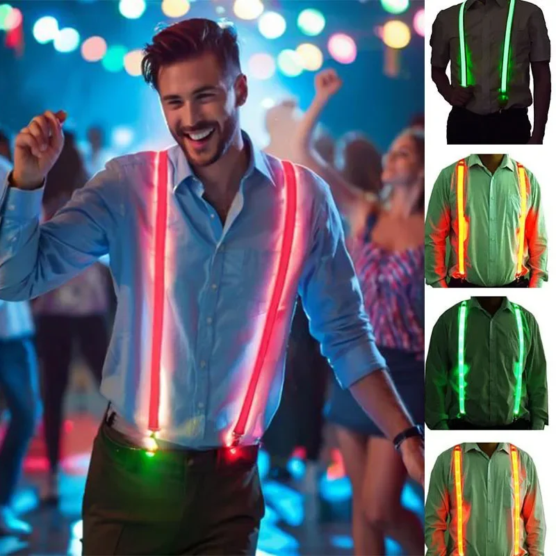 New Led Glowing Bow Suspenders for Men Wedding Party Accessories Glow in The Dark Bright Materials Birthday Festival SD01