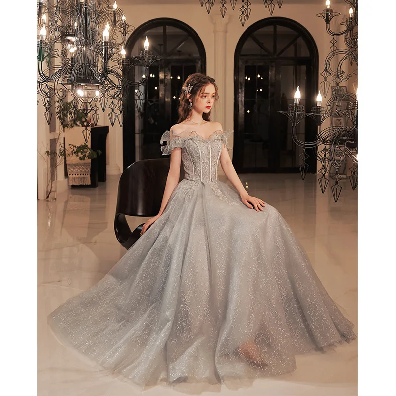 High end Evening Dress Women's 2023 New Bridesmaid Dress French Style Celebrity Host One Shoulder Dress Ball Birthday Party