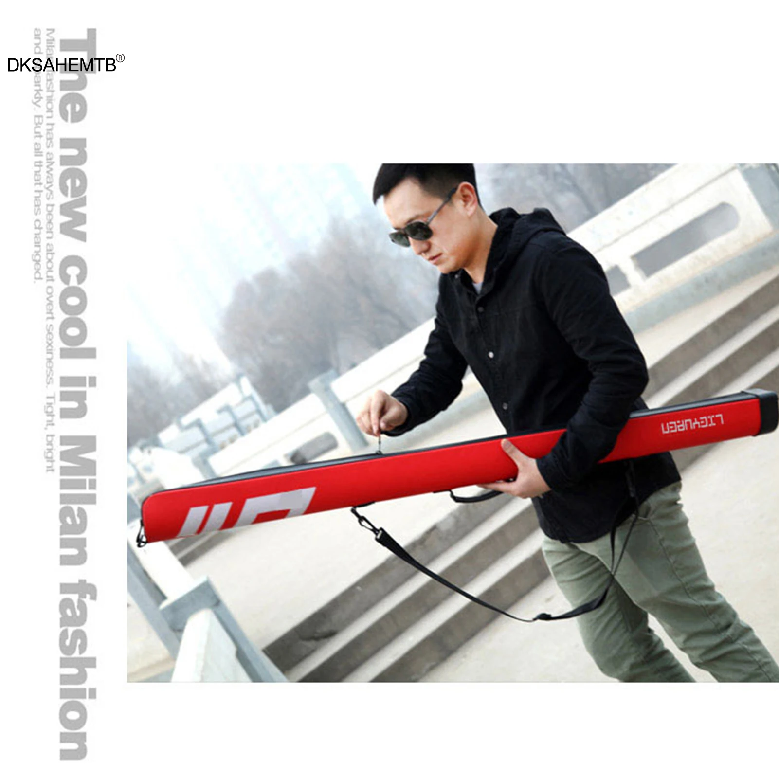 هارد شل 1.25 متر حقيبة الصيد المحمولة الصيد رود حقيبة التخزين مع اتجاهين سستة مناسبة لقضبان الصيد في الطوافات البحرية