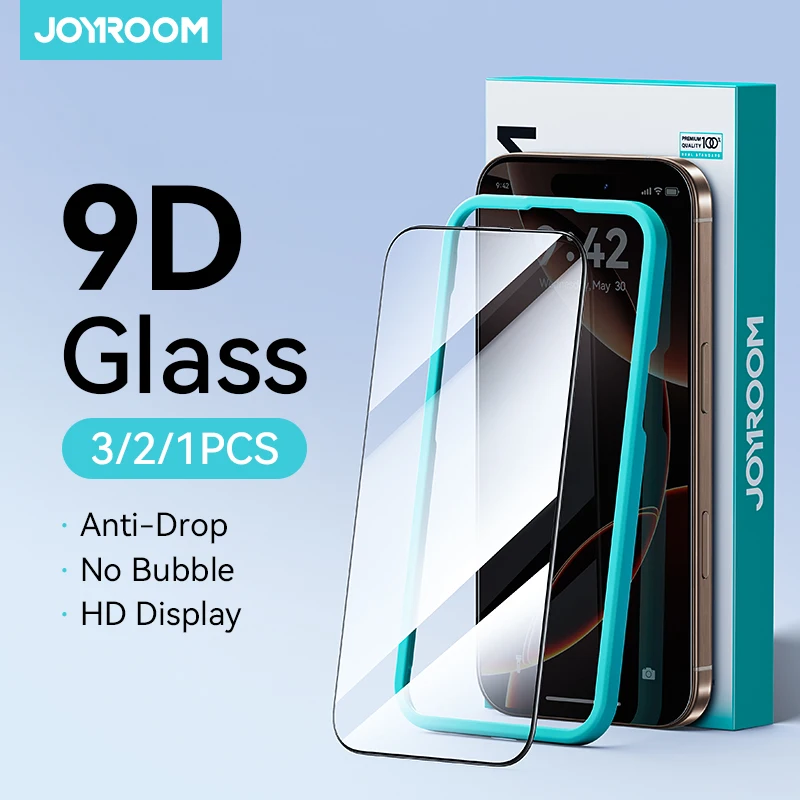 מגן מסך זכוכית מחוסמת Joyroom HD לאייפון 15/16/17 פרו/מקס – 1/2/3 יחידות