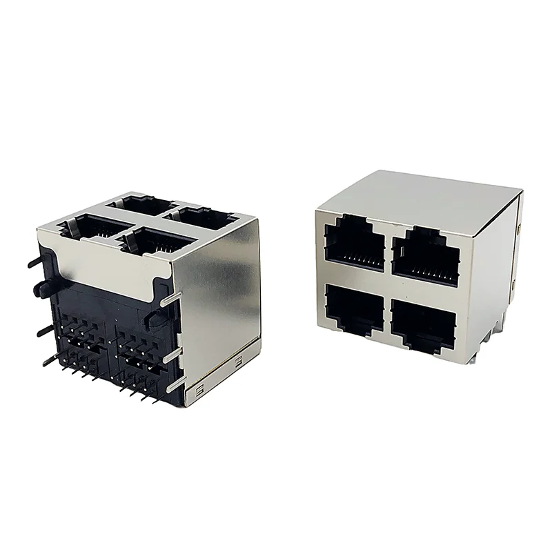 5PCSRJ45-2X2 network socket with shielding shell 2*4 full package 2*2 2*4 female connector network port