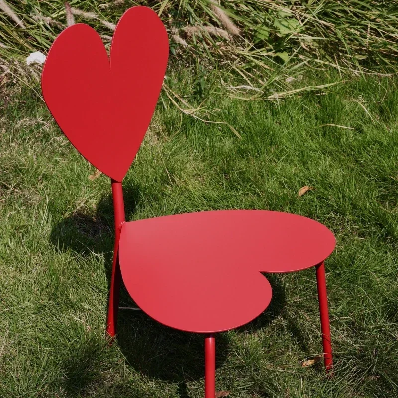 Heart red design chair, extremely simple metal, modern art swing, internet celebrity shaped chair