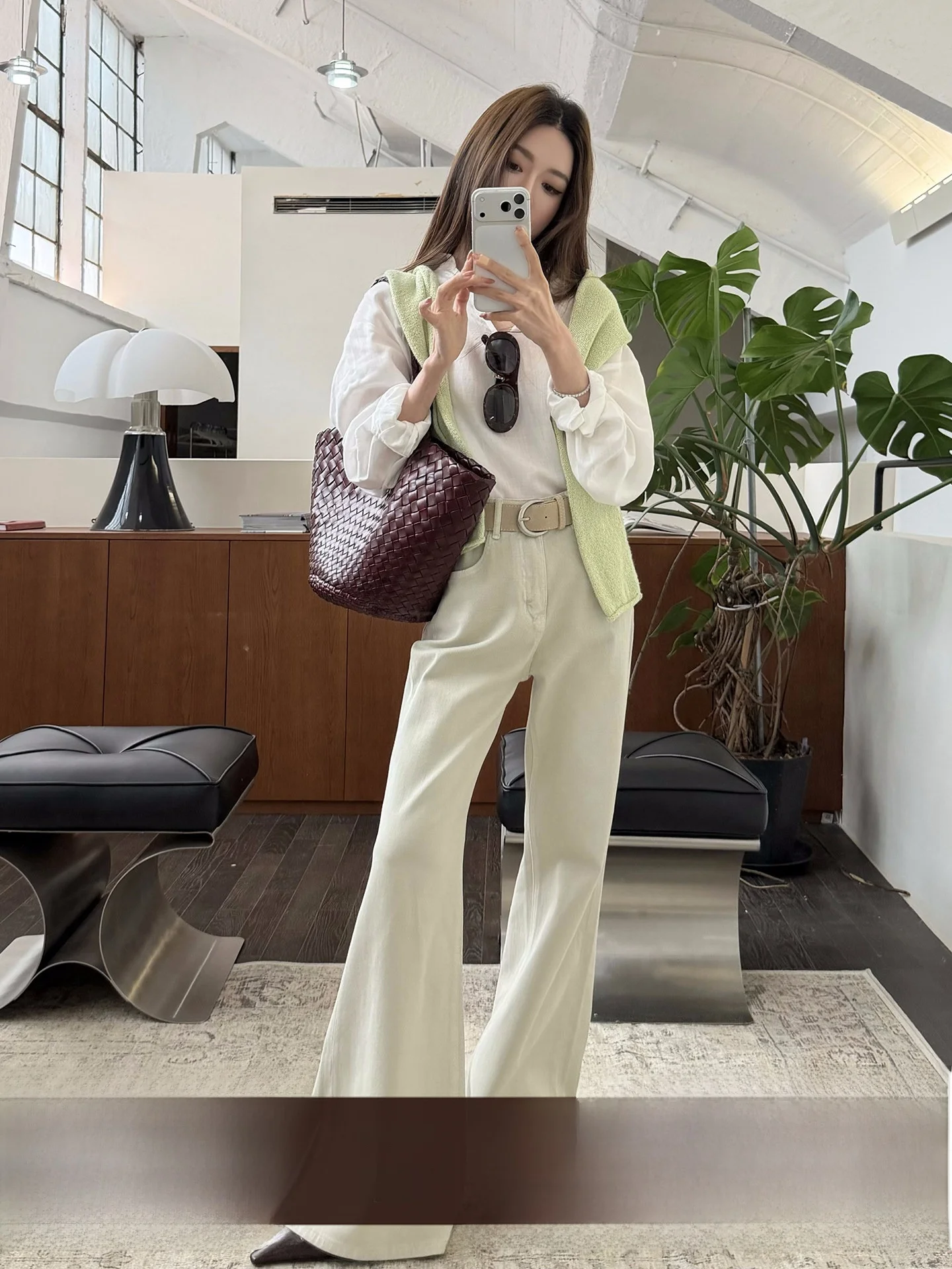 

Smol High Waist Wide Belted Flared Jeans Women's Versatile Loose Slimming Wide Leg Casual Pants Long Trousers