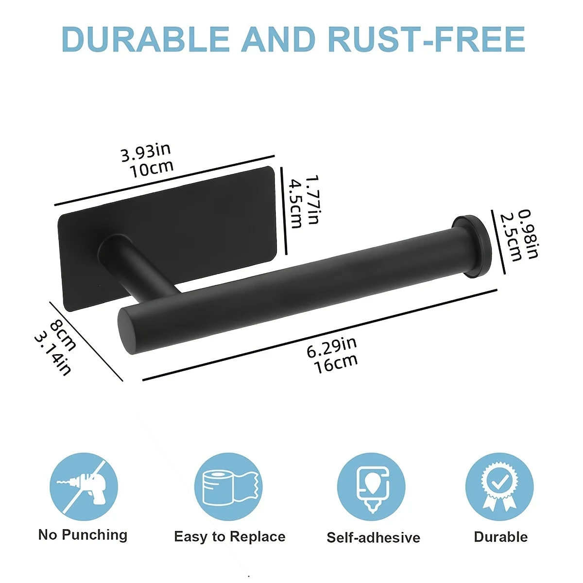 Tissue Holder - Self-adhesive, Toilet Paper Holder, Nickel-Pulled, Wall-Mounted, Bathroom Storage Accessories