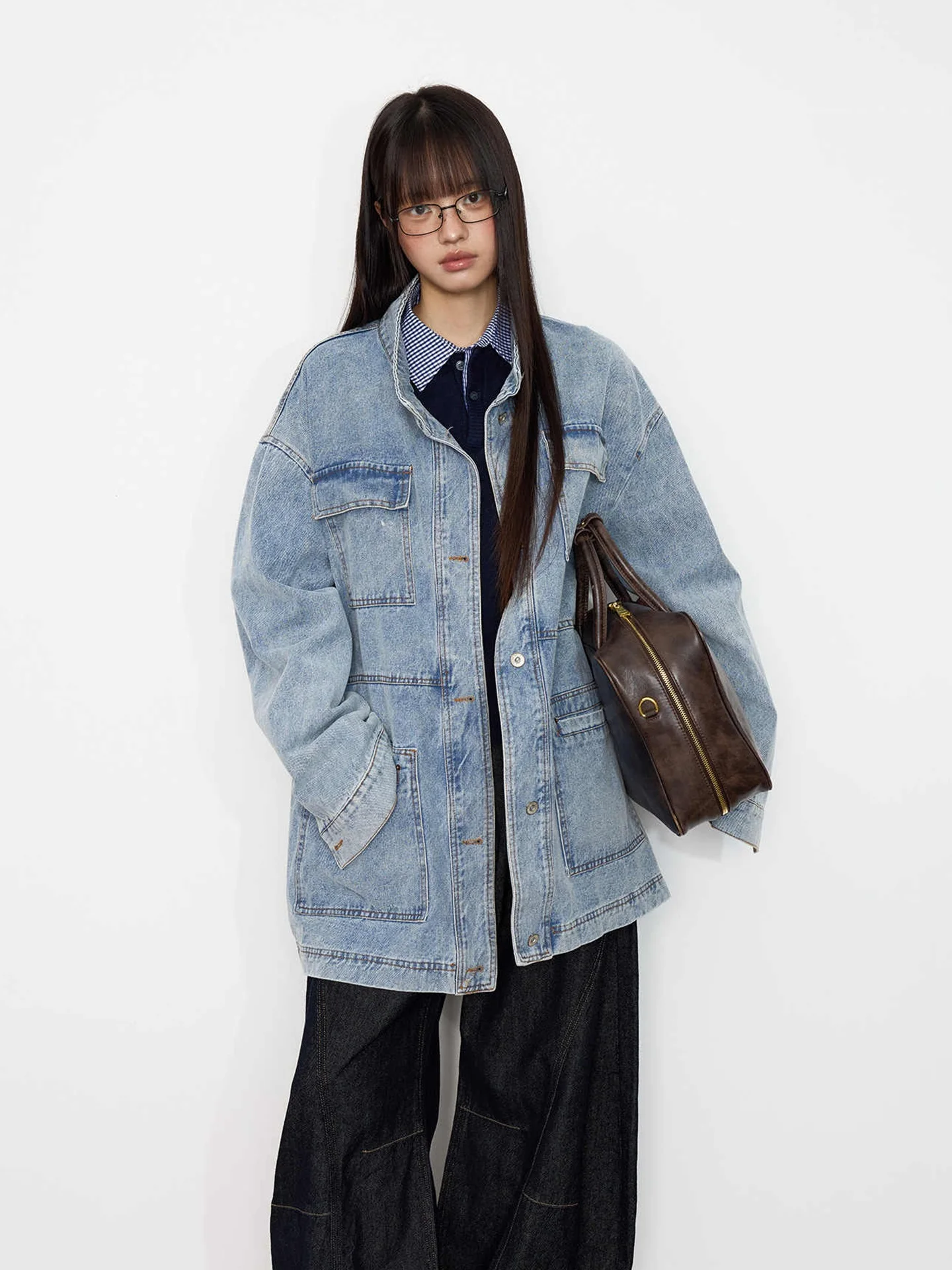 

Свободная повседневная винтажная джинсовая куртка-жакет в рабочем стиле с множеством карманов на пуговицах для мужчин и женщин, весна-осень, длинный рукав