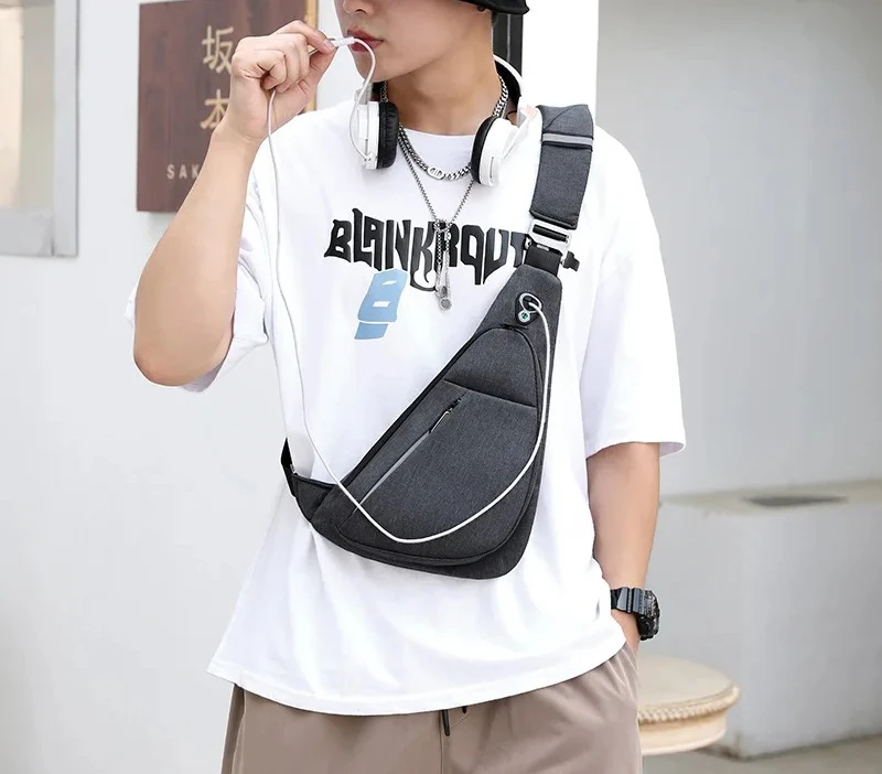 New Men's Chest Bag: Casual and Fashionable Single-shoulder Chest Bag, Large-capacity Multi-layer Reflective Crossbody Chest Bag
