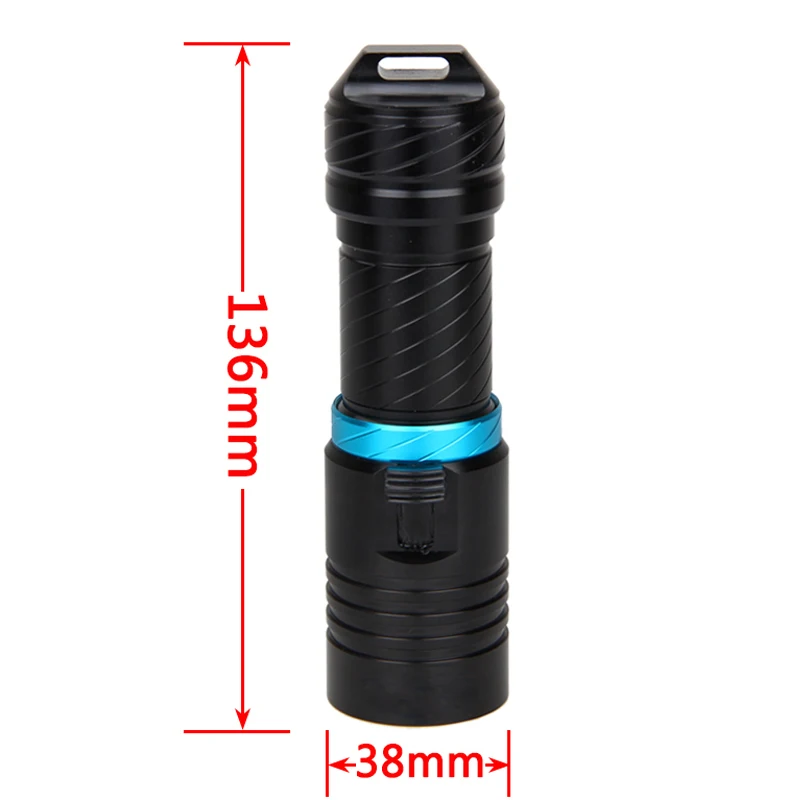 Waterproof Diving Flashlight LED Torch Underwater 100 Meter Dive Lamp Light Camping Lanterna Power by 18650 Battery