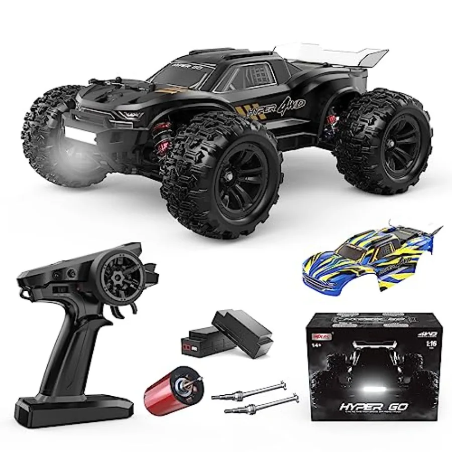 H16BM 1/16 RTR Brushless High Speed Electric 4X4 Off-Road RC Car Max 42mph Black and Red Fast Remote Control Truck wit