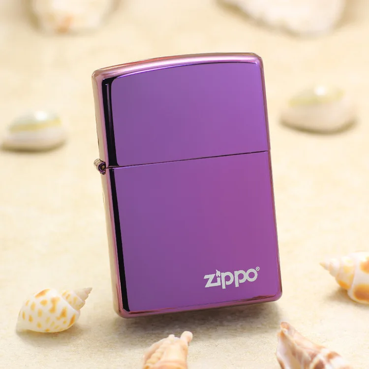 

Genuine Zippo oil lighter copper windproof Purple ice mirror cigarette Kerosene lighters Gift with anti-counterfeiting code