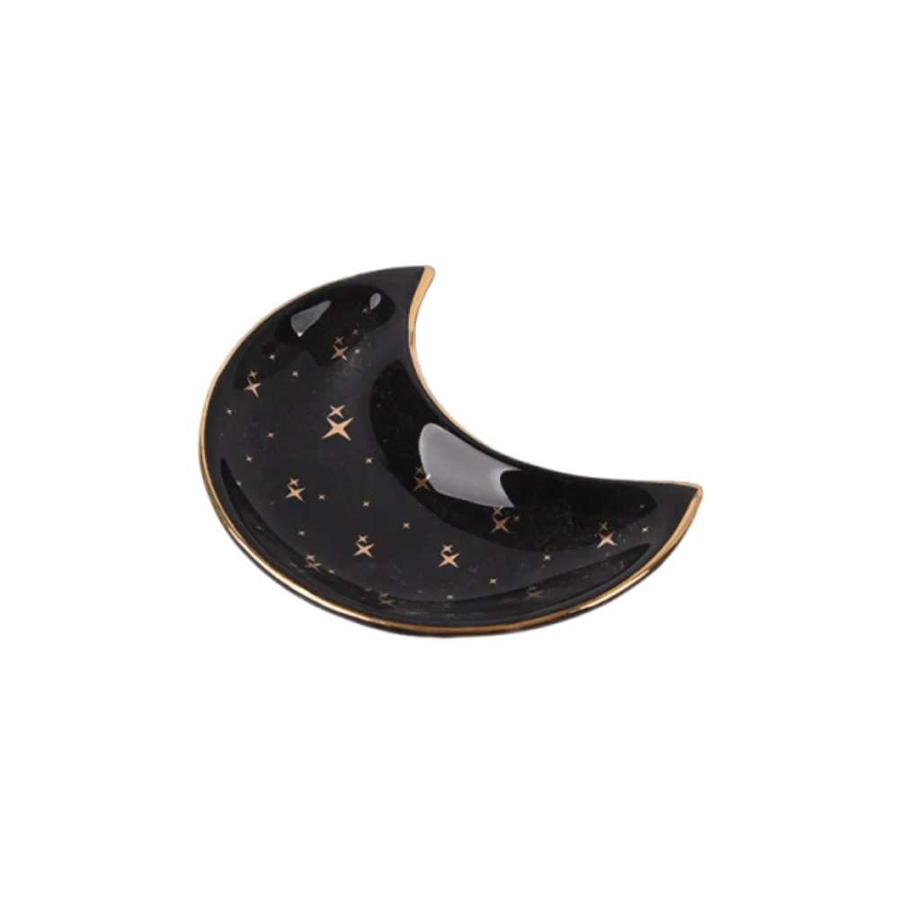 

Ceramic Moon Shape Jewelry Dish Nordic Minimalist Ring Display Tray Simple Smooth Key Storage Holder Earrings