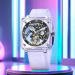 Aesop Transparent Real Flying Tourbillon Luxury Watch Mechanical Watches for Men Skeleton Tourbillon Watch Man Sapphire Mirror