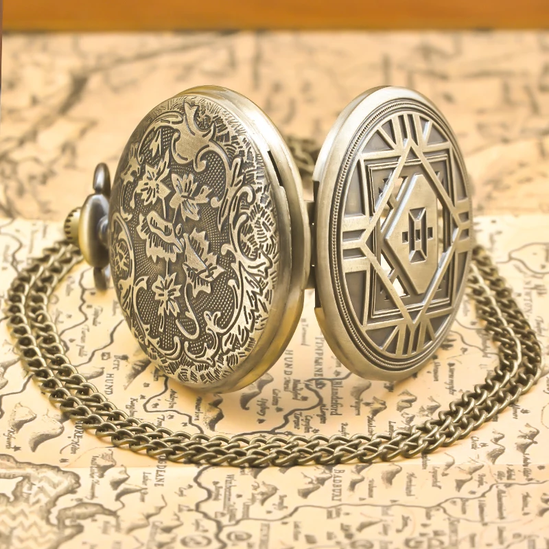 Orologio da tasca commemorativo serie di collane al quarzo regalo per studenti maschili e femminili flip-top Steampunk in bronzo retrò