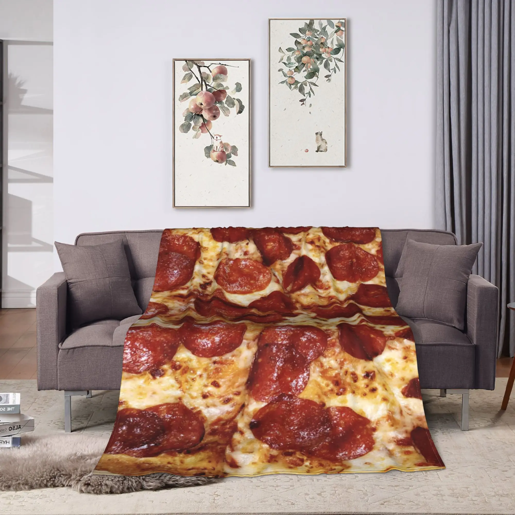 Soft Blankets Camping Pepperoni Pizza Close Up Throw Blanket Pattern  Bedspread For Couch Bed
