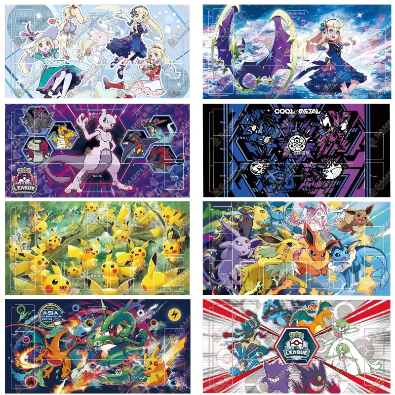 

Новый игровой коврик PTCG 60x30 см Lillie JPCS 2025 Arc-Suit-N Multi-Character Plamat League-Rengional Mewtwo Lucario, одинарный, резиновый