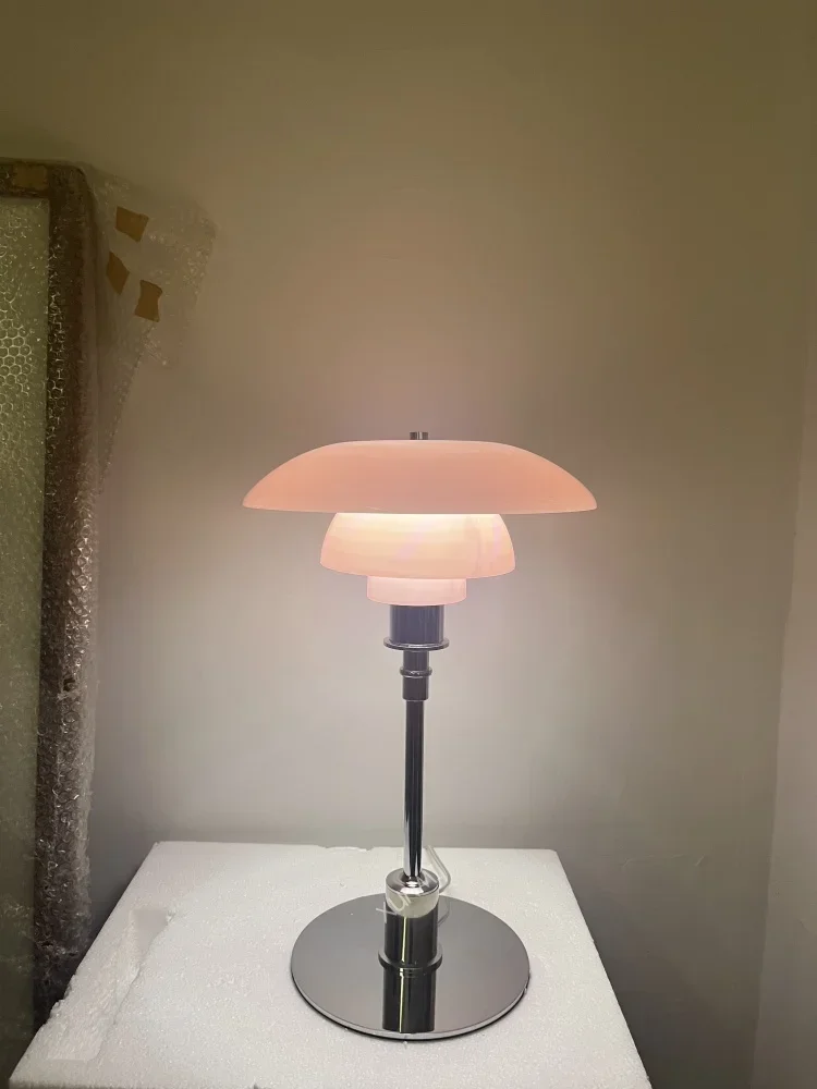 Danish Designer Glass Reading LED Table Lamp Nordic Modern Living Room Study Home Decor Silver Simple Art High-end Bedside Light