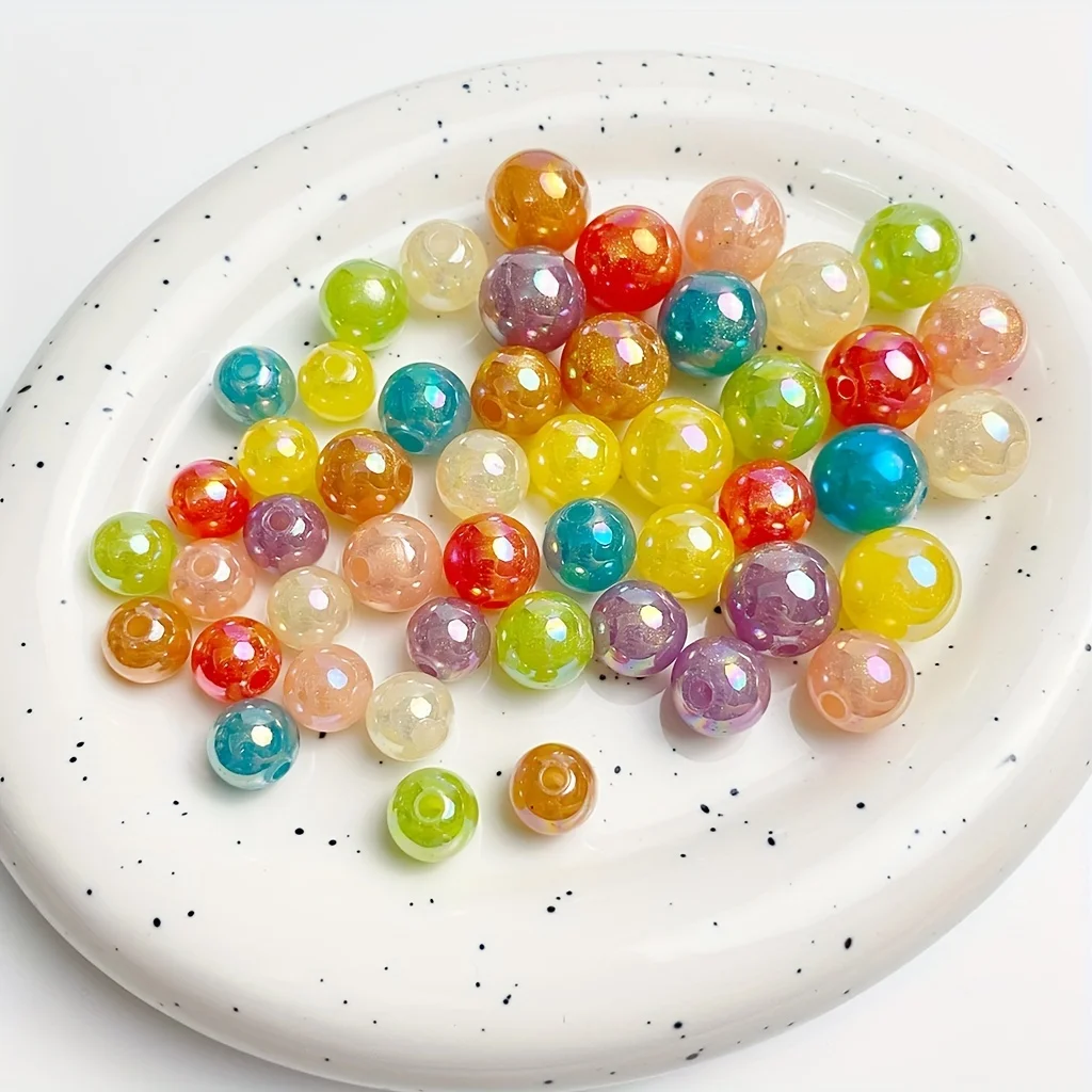 30Pcs/12mm Acrylic AB Plated Solid Colored Round Beads For Handmade DIY Bracelet Necklace Accessory Material Loose Beads