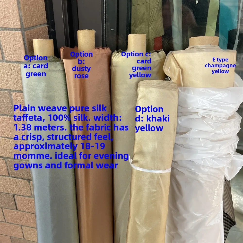 Solid Color Plain Weave Taffeta Silk Fabric for DIY Sewing  Evening Dress Skirt Clothing Fashion Cloth Material By The Meter view 2