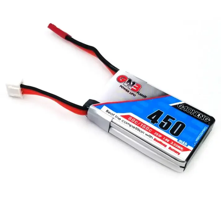GNB 450mAh 2S 7.4V 80C JST  LiPo Battery JST Plug for RC FPV Racing Drone airplane