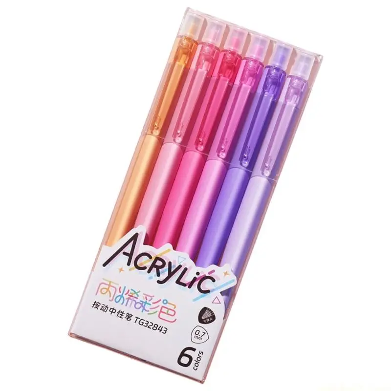 6 Color Acrylic Gel Inks Pens Highlighter for Scrapbooking Journaling Planner