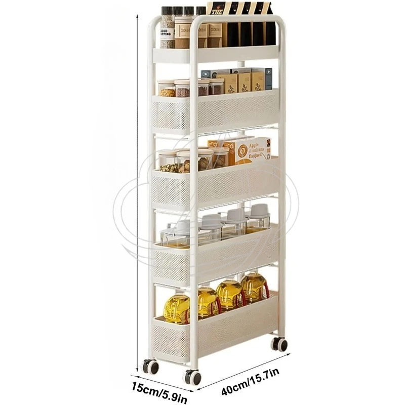 Slim Pull Out Storage Cart with Track Rolling Organizer for Bathroom Kitchen Office Laundry Room