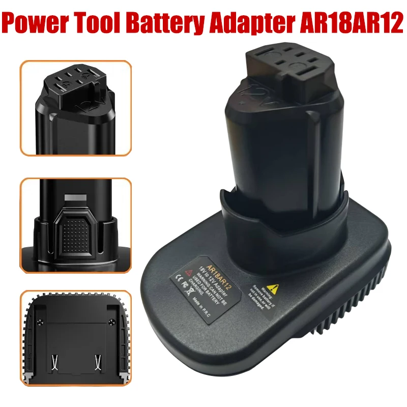 Power Tool Battery Adapter AR18AR12 for Ridgid AEG 18V Lithium Battery Convert To Work for Ridgid 12V Li-ion Cordless Power Tool