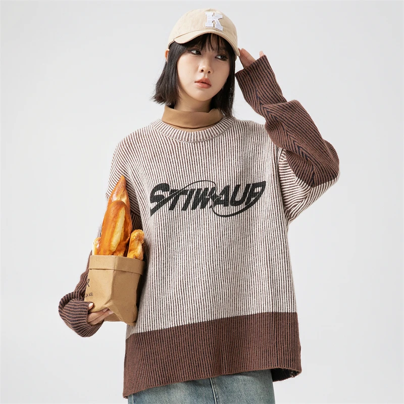 Womens New Sweaters for Modern Women 2023 Korean Fashion Wool Blend Coat Vintage Knit Sweater Oversize Men Dropshipping Center