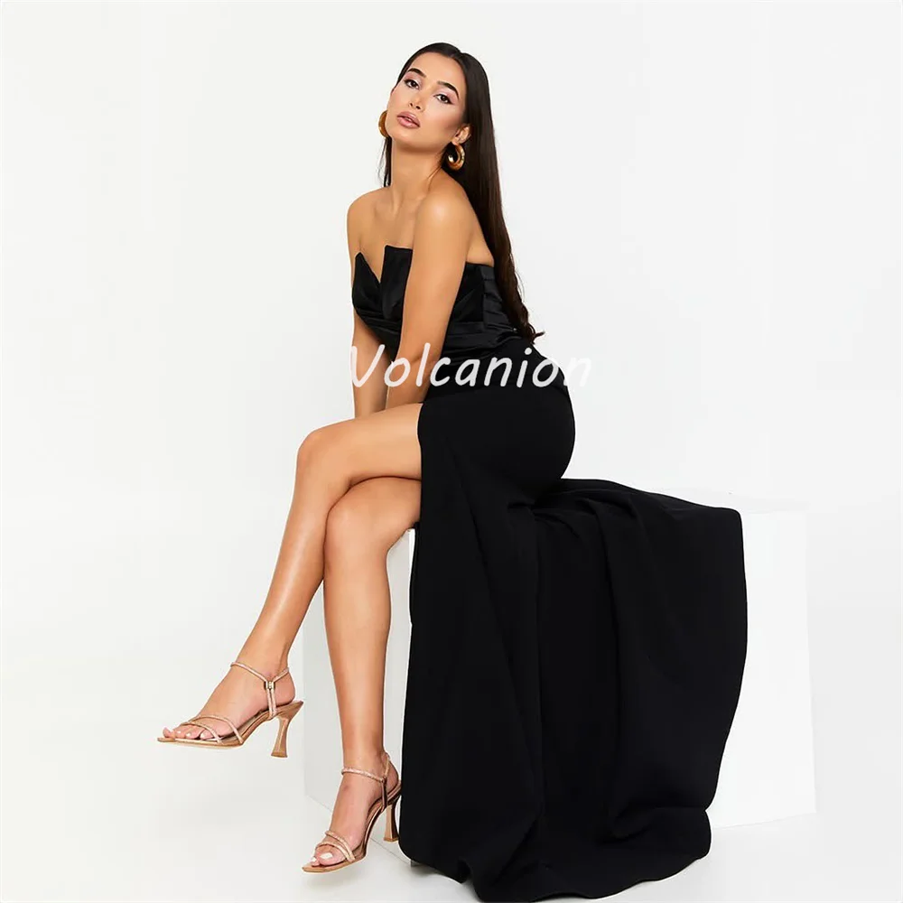 カスタマイズされたモダンなスタイルのサイズが利用可能ジャージー クロス シャーリング プリーツ マーメイド ストラップレス ロング ドレス オーダーメイド オケージョン ドレス