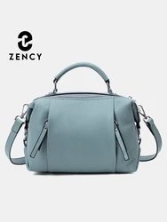 Borsa da donna Zency in vera pelle Borsa tote semplice di alta qualità Piccola borsa vintage Boston Borsa da donna a tracolla con tracolla da donna