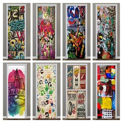 3D PVC door stickers Self-adhesive graffiti wallpaper Living room bedroom decoration Skull wall Decal art poster