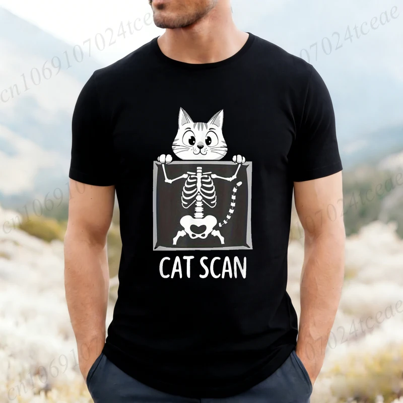 Cat Scan Graphic T Shirt Men Women Clothing Casual O Neck Short Sleeve T-Shirts Funny Cat Print Anime Streetwear Male Tee Tops
