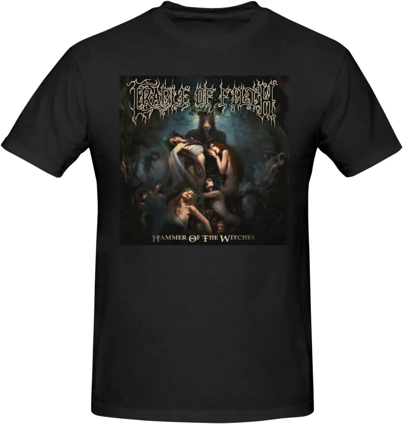 Cradle of Filth Men's Fashion Summer Casual Cotton Short Sleeve Crew Neck T-Shirts Unisex Black Tees