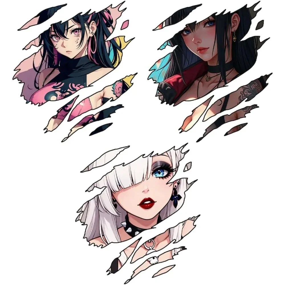 Anime Girl Tears Self-Adhesive Vinyl Sticker Cartoon Decal Durable Easy Apply Decor for Car Motorcycle Helmet