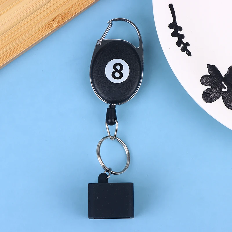 Retractable Rope with Mounting Clip for Billiards Accessories Black Telescopic Billiard Chalk Holder Snooker Pool Cue Keychain