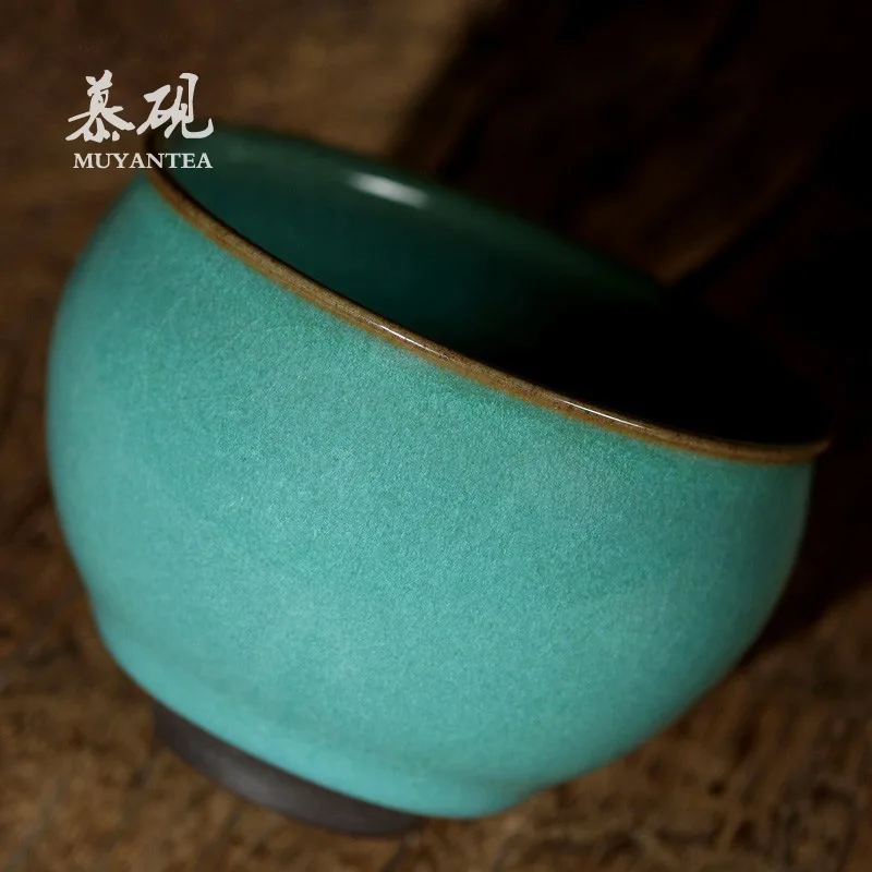 Mu Yan Master With Crackle Glaze, Suitable For Aging, Su Tianpei Kung Fu Tasting Single Cup, Iron-Body Handmade Celadon Tea Cup