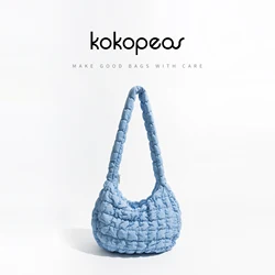 KOKOPEAS Brand Designer Sling CrosbBody Hobo Padded Bag Women Feather Down Quilted Messenger Purse Shoulder Handbag