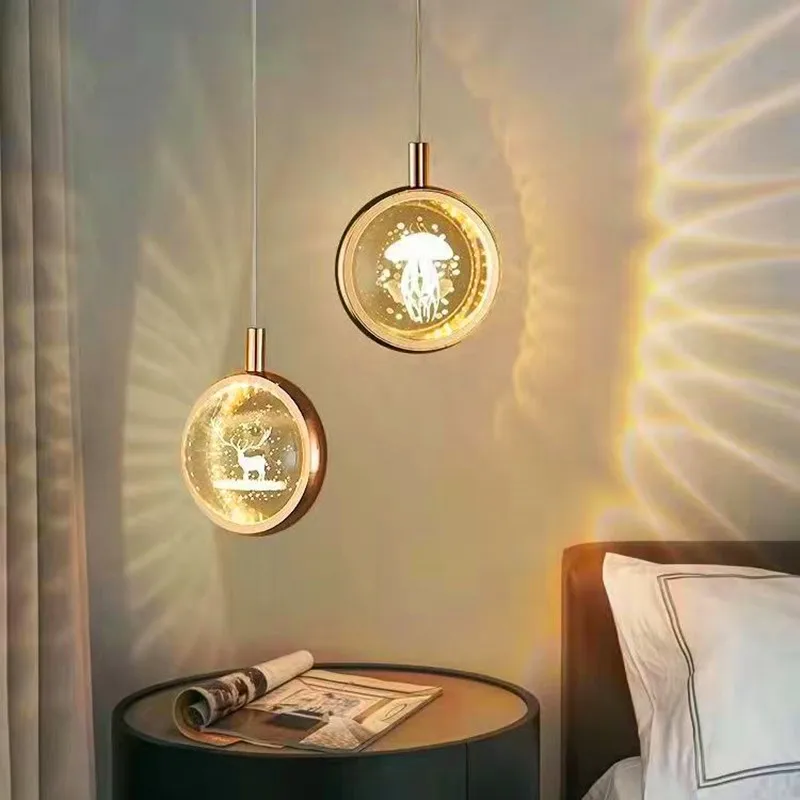 New light luxury bedroom bedside chandelier modern minimalist internet celebrity creative art single master bedroom long cable s