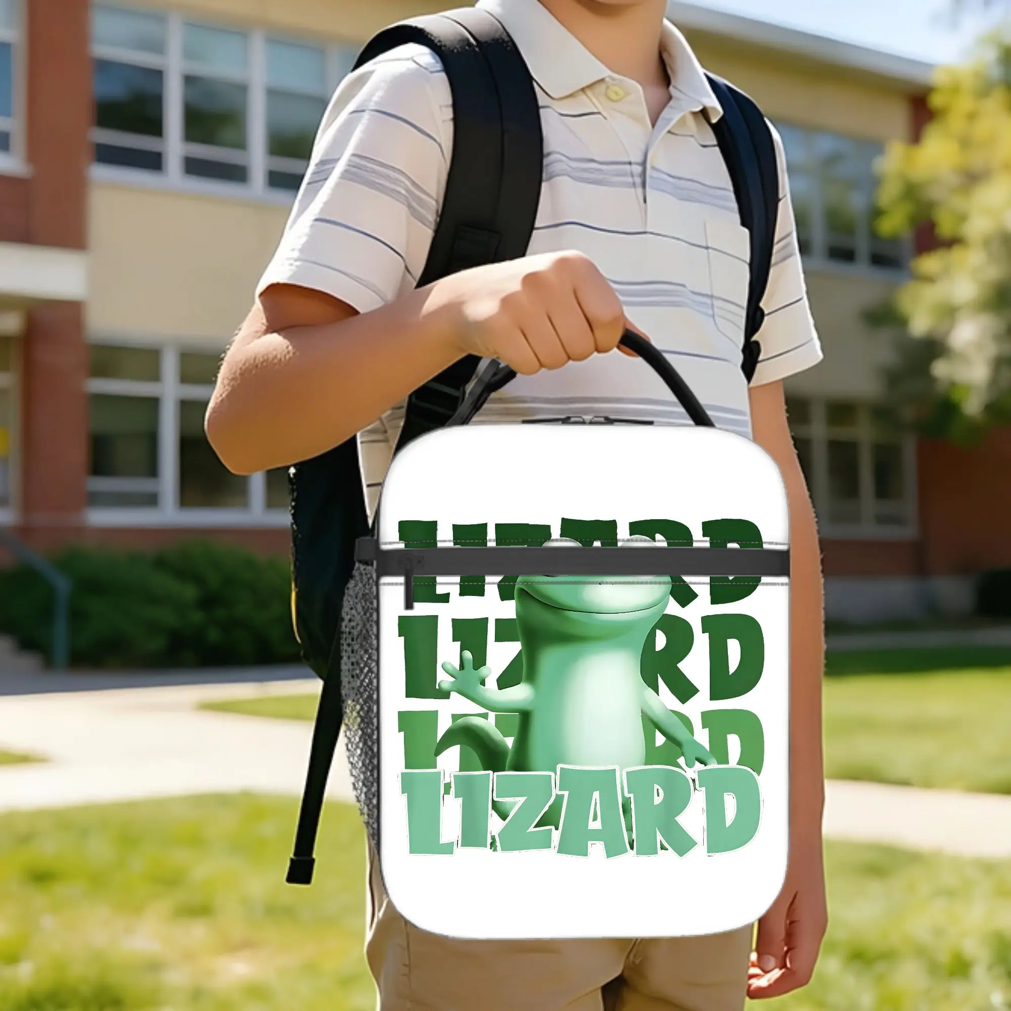 Tom Lizard Lizard Insulated Lunch Bags Cooler Bag Reusable,Meal Container Hoppers High Capacity Tote Lunch Box Food Storage Bag