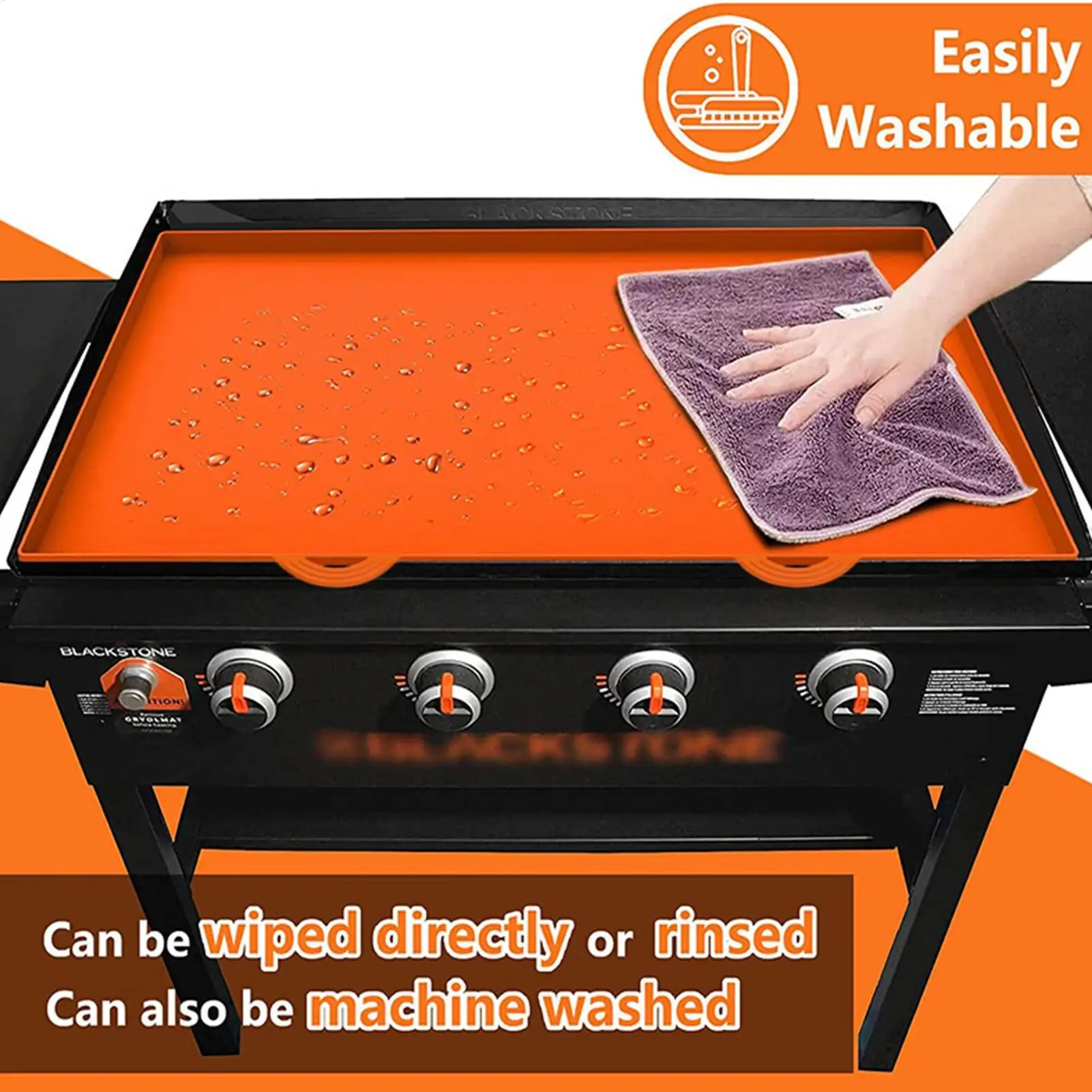 

22Inch Griddle Mat Heavy Duty Food Grade Silicone Mat, Protect Griddle, Protective Cover Orange for Outdoor Cooking